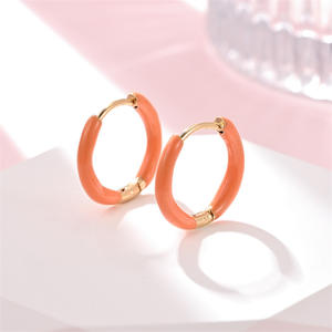 Edelstahl-Creolen Niedliche Hypoallergene Chunky Bunte Emaille-Creolen & Knorpel-Ohrringe für Mädchen - Product Image 6