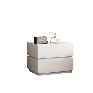 Table de chevet en bois au design italien avec 2 tiroirs Mobilier de chambre à coucher minimaliste personnalisé pour hôtels appartements villas - Product Image 5