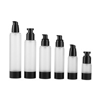 Haute Qualité En Plastique Noir Givré Airless Bouteille Anti-Oxydation Sous-Emballé Pas Cher en Vente Sérigraphie Pompe Pulvérisateur D'étanchéité