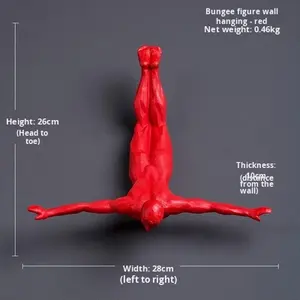 Wholesale Wall Mounted Bungee <strong>Jumper</strong> Statue Extreme Sports Figure Sculpture Custom OEM for Bar <strong>Gym</strong> &amp; Adventure Decor - Product Image 3