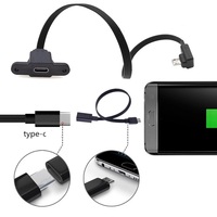 OEM ODM personalizado fábrica resorte en espiral USB tipo C a USB tipo B hembra montaje en panel cable de bloqueo