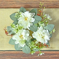 Couronne porte-bougie en rose artificielle de haute qualité avec décorations florales