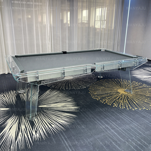 Table de billard de <span class=keywords><strong>luxe</strong></span> à prix de gros usine, design transparent, pieds en bois, table de billard moderne en verre cristal clair, 8ft 9ft - Product Image 5