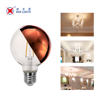 Usine E27 A60 G80 G125 8w 2700k Argent Demi Miroir Led Filament Ampoules Miroir Demi Chrome Globe Lumière