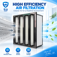 Filter Udara HEPA V Bank Kompak Industri Pasokan Pabrik untuk Ventilasi HVAC Ruang Bersih