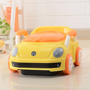 Asiento de inodoro con forma de coche rosa para niños pequeños con asa y ruedas, inodoro de entrenamiento para niñas y niños - Product Image 4