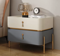 Table de chevet de luxe en bois massif blanc crème, simple, avec tiroir et pieds dorés, pour chambre à coucher