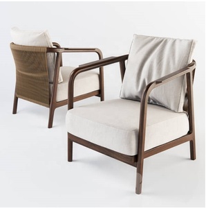 Nuova Poltrona Singola di Lusso Moderna <span class=keywords><strong>Chic</strong></span> in Legno Massello di Noce Italiano per Soggiorno, Camera da Letto e Hotel - Product Image 1