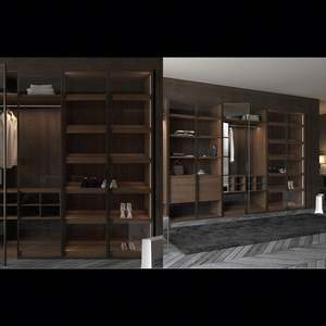 Armoires de chambre à coucher de luxe de haute qualité, modernes, en aluminium et en bois, avec porte en verre - Product Image 2