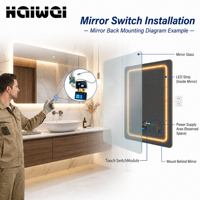 Vente en gros de miroir WiFi de 5 pouces avec capteur tactile, écran LCD, affichage de l'heure et de la météo, OEM ODM pour miroir de salle de bain LED