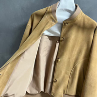 Jxwatcher Blouson Bomber en Cuir Véritable de Mouton Épais et Chaud pour Femme, Style Vintage, Simple Boutonnage, Doux, avec Logo Personnalisé