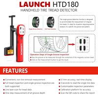 Medidor de Profundidad de Banda de Rodadura LAUNCH HTD180, Escáner Láser de Alta Precisión para Análisis de Desgaste de Neumáticos de Automóvil