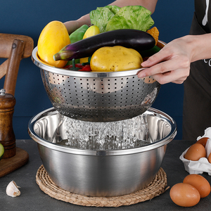 מסננת נירוסטה 304 עמידה רב תכליתית מעובה, קערת ניקוז, מסננת לשטיפת אורז, לשימוש ביתי, למטבח, למלון ולמסעדה - Product Image 5