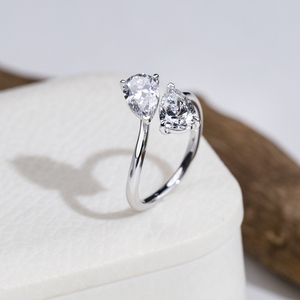 Bague de fiançailles Messi Jewelry MSR-2101 18k avec diamant de laboratoire taille poire - Product Image 3