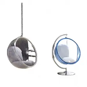 Indoor swing chair with stand acrylic ball chair round rotating chairs