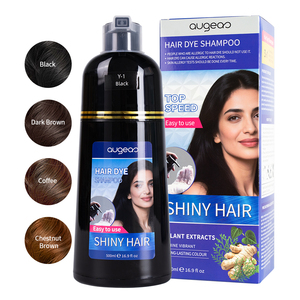 Augeas 500ml Permanent Black Dark Brown Herbal Plants Extracts Easy to Use Shiny Hair Dye Shampoo - Product Image 1