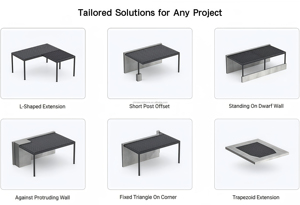 Space-Saving Wall-Mounted <strong>Pergola</strong> with Foldable Arm, Aluminum Frame &amp; Waterproof Canopy for <strong>Small</strong> Balcony Wall Use - Product Image 6