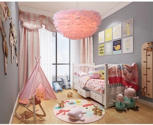 Romantic <strong>Feather</strong> Lamp E27 LED Bulb Pendant Lights Creative Pink <strong>White</strong> <strong>Feather</strong> <strong>Lampshade</strong> Wedding Home Bedroom Decor Pendant Lamp - Product Image 3