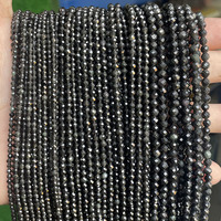 2mm 3mm 4mm Vente en gros perles d'obsidienne naturelles à facettes noir or argent brins, perle de pierre à facettes pour la fabrication de bijoux