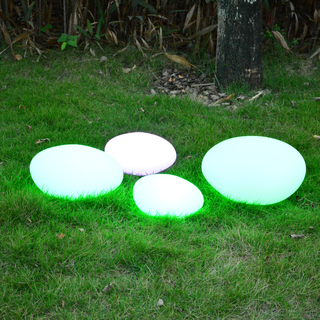 Modern IP54 LED Solar Cobblestone Lights for Garden Decoration IP65 Waterproof Warm White Light Glass Plastic Lamp Body Battery
