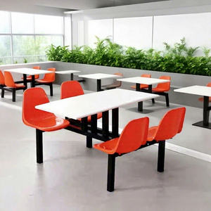 Conjunto de Mesa y Sillas Minimalistas Modernas de Acero Inoxidable para 468 Personas, para Comedor de Fábrica, Escuela o Cantina - Product Image 2