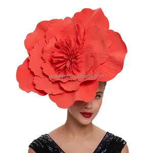 Vente en gros Offre Spéciale grande mousse fleur Fascinator Derby chapeaux carnaval fête cheveux accessoires coiffes coiffure pour femmes dames