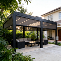 Pergola de luxe en aluminium 10x12 pieds, pavillon, gazebo, imperméable, coupe-vent, anti-UV, revêtement poudré, motorisé, rétractable, nature