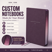 Cuaderno Personalizado LABON con Cuadrícula de Puntos, Tapa Dura Color Ciruela, Bordes Pintados, Diseño Cielo Nocturno, Plantilla de Planificación Diaria, Marcapáginas de Cinta, OEM ODM