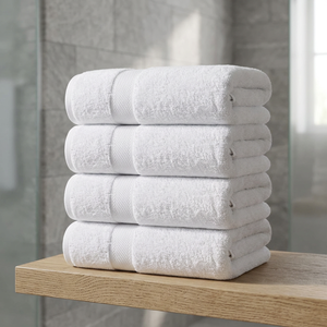 Ensemble de serviettes de bain ORCHID en coton blanc, 4 pièces, douces, absorbantes, tissées, écologiques, séchage rapide, serviettes organiques pour la plage, enfants - Product Image 1