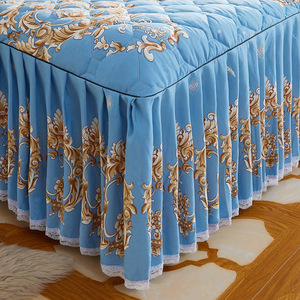 Juego de faldón de cama acolchado de poliéster con encaje nórdico, versión coreana, cubrecama acolchado antipolvo, venta al por mayor - Product Image 4