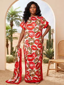 Directo de Fábrica, Novedad Transfronteriza: Túnica Africana con Pañuelo a Juego, Vestido <span class=keywords><strong>Maxi</strong></span> Kaftán y Blusa - Product Image 2