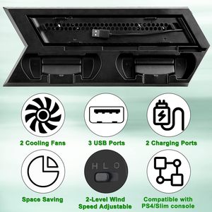 Base de Carga 3 en 1 con Ventilador de Refrigeración para Consola de Juegos P4 Pro Slim, Estación de Carga Dual, Soporte Vertical para Control de PS4 - Product Image 2