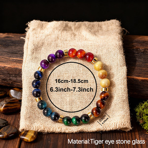Trendy <b>Beaded</b> <b>Bracelet</b> Round Beads Seven Pulse Imitation Tiger Eye Rainbow <b>Bracelet</b> For Women Gift - Product Image 4