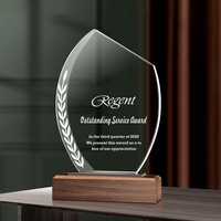 Trophée en cristal vierge créatif, médaille en bois style plaque d'immatriculation, pour récompenses annuelles d'entreprise, de personnel excellent et de compétitions, souvenir