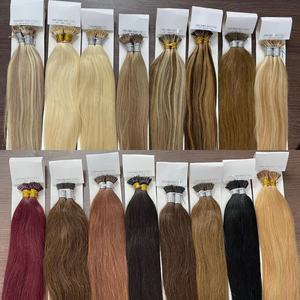 Gros russe kératine <span class=keywords><strong>u</strong></span> pointe cheveux humains vierge brute Remy Itip microlink Extensions de cheveux - Product Image 6