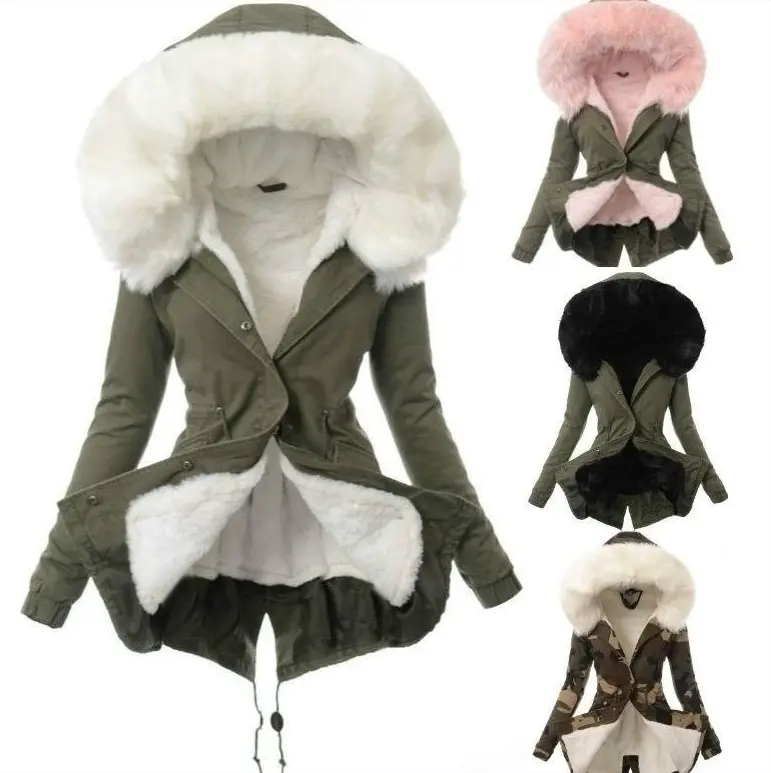 2022 High Quality Windproof Thicken Warm Long Parka Puffer Winter Fleece Jacket For women