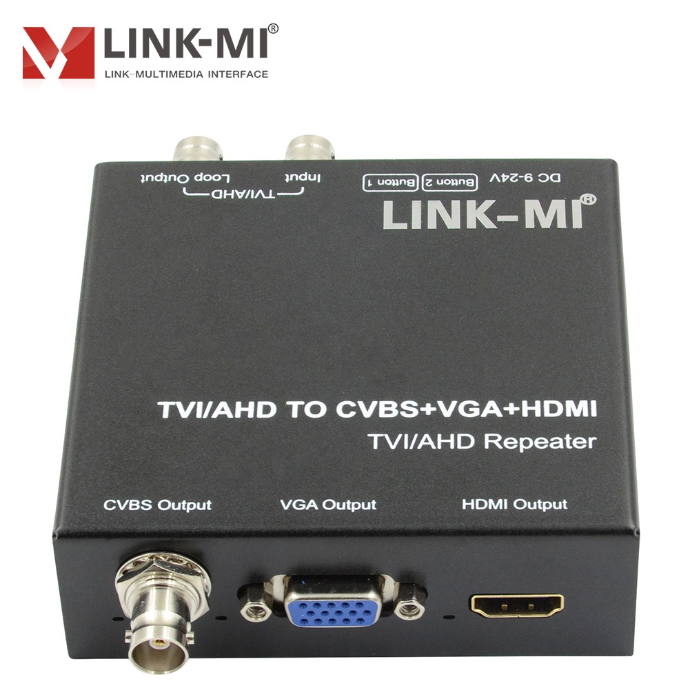 AHD Ke HDMI Konverter TVI INPUT CVBS + AV + VGA Output Repeater Mendukung Konversi Hingga 300M Melalui Kabel Koaksial Kaskade Multi-Level