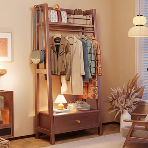 <span class=keywords><strong>Appendiabiti</strong></span> e porta cappelli in legno massello, mobiletto minimalista da terra con cassetti, piccolo scaffale portaoggetti per la casa - Product Image 3