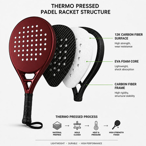 Raqueta de Pádel de Carbono 12K Termoconformada, Forma Redonda, Núcleo de EVA de 38 mm, Logotipo Personalizado - Product Image 2