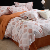 Nouvelle Housse de Couette Premium 2026 en Coton 100% Rayé et à Carreaux, Ensemble de Literie Brossée 4-en-1 pour Décoration de Chambre