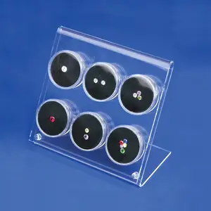 Double Folded Design Clear Acrylic Gem Diamond Display Stand Counter Plexiglass 6 9 12 Compartment Gemstone Jar Holder Easel
