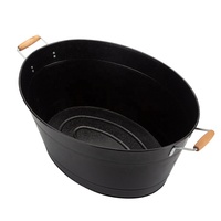 Seau à glace Kimleyda de grande taille, design ovale traditionnel, en métal galvanisé, pour une utilisation en extérieur
