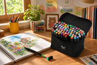 Marqueurs d'art à double pointe à l'alcool de haute qualité, 48 couleurs, ensemble de stylos professionnels pour le dessin, pour enfants, coloriage, fournitures scolaires, cadeau