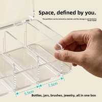 Boîte de rangement pour masques faciaux en acrylique empilable transparente avec séparateurs, design sans couvercle