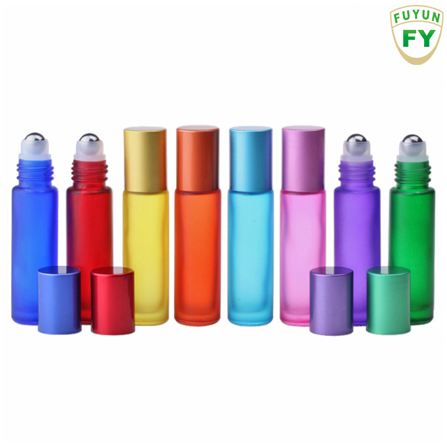Coloré 10ml Givré bouteille de Rouleau D'huile Essentielle Bouteilles En Verre De Parfum Rouleau Sur Bouteille
