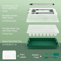 2 Sets 40 Cellules Timer Dim Humidity Domes Germination Kit Garden Nursery Plant Seedling Grow Box With 4 LED Grow Lights Grow Tray