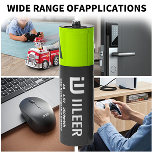 IILEER 미국 창고 재고 1.5V AA 충전식 리튬 이온 배터리 2000mAh 1200mAh 용량 1200 사이클 유형 C 포트 야외 - Product Image 3