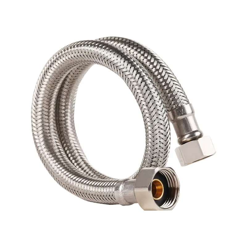 2 Pcs Braided Stainless Steel Hot and Cold Water Supply Hose 1/2-Inch Female Straight Thread x M10 Male Connector Weirun 32-Inch Long Faucet Connector