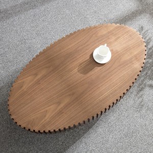 Modern Handcrafted Wooden Drum Coffee <b>Table</b> Oval <b>Small</b> with Pedestal Base Decorative for Living Room Home Furniture - Product Image 3