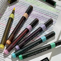 Stylos surligneurs scintillants Aurora encre-noire 6 couleurs, pastel étoilé foncé, avec design galaxie